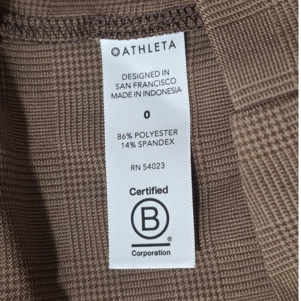 Athleta brown houndstooth plaid skyline II belted dress casual pants - 0 - Picture 5 of 6